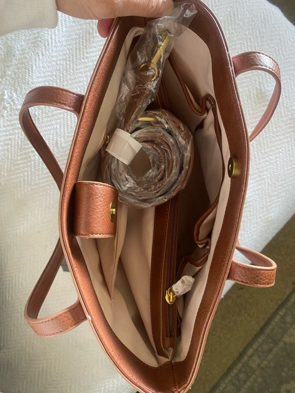Great Ombre Tote Braided Brown Straps Lots of Pockets - Picture 6 of 9